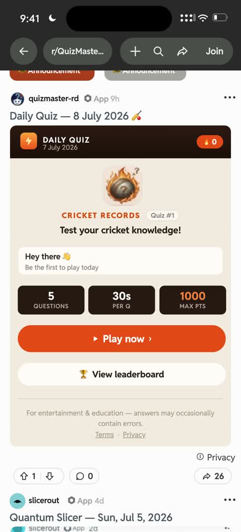 Reddit Interactive Posts mini app