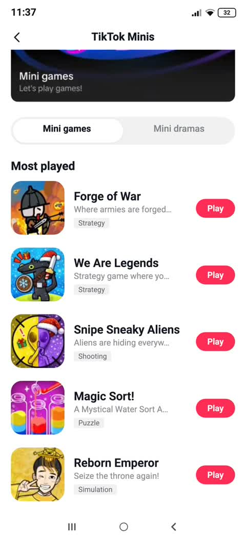 TikTok Minis mini app
