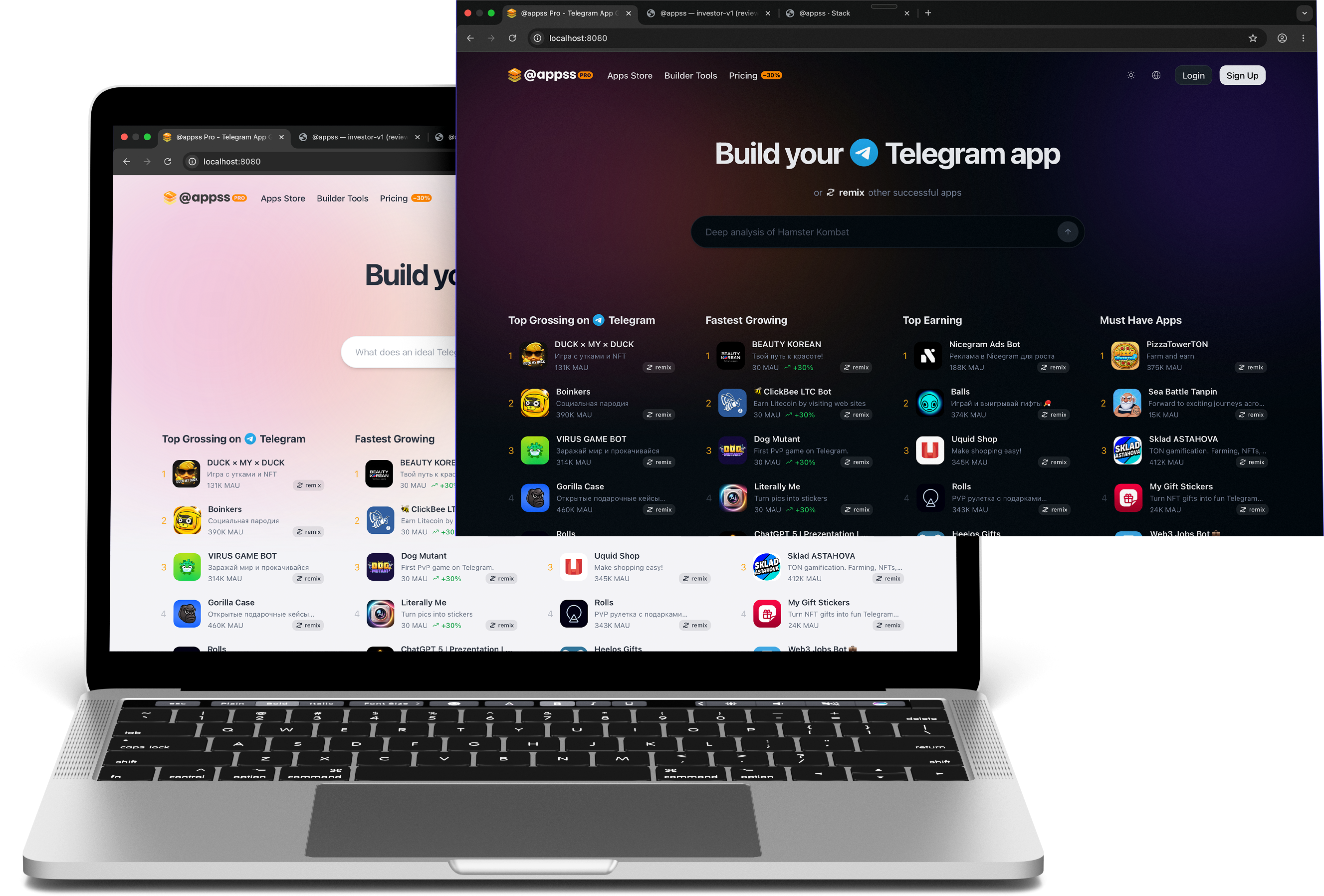 @appss Pro UI · desktop + dashboard
